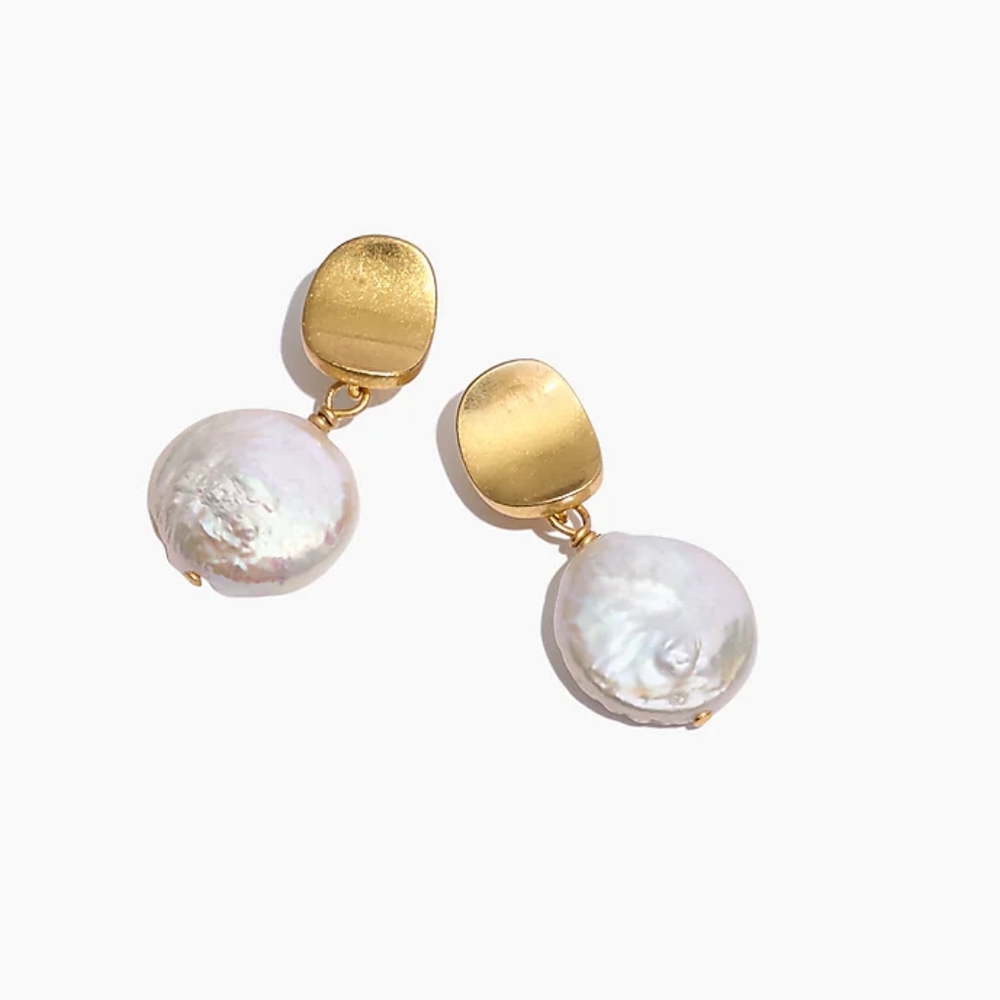 Madewell Coin Pearl Drop Stud Earrings